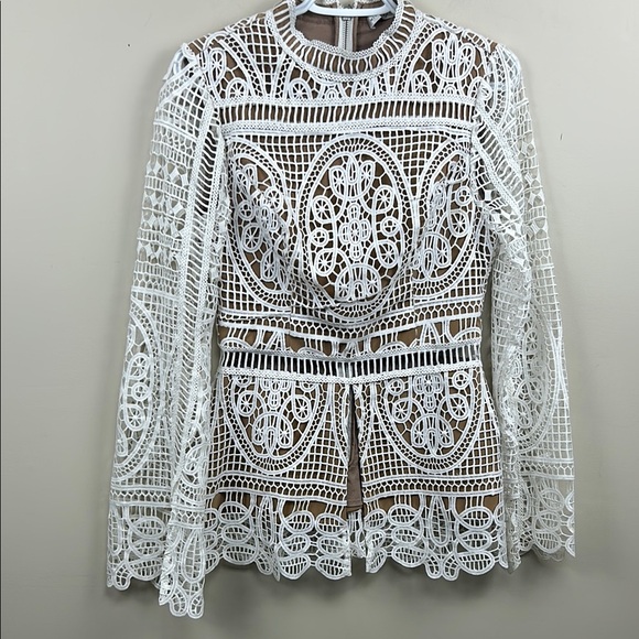 FREE PEOPLE ministry of style mania white lace high neck top 4 - Picture 6 of 16